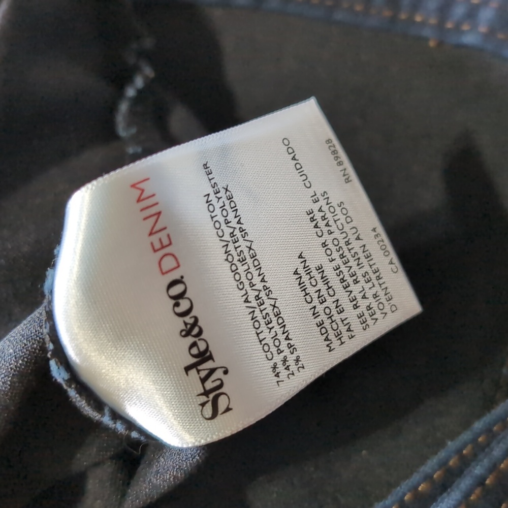 Style&Co Dark Blue Stretch Denim Classic Button Down Jacket With Pockets Size XS - Picture 7 of 10
